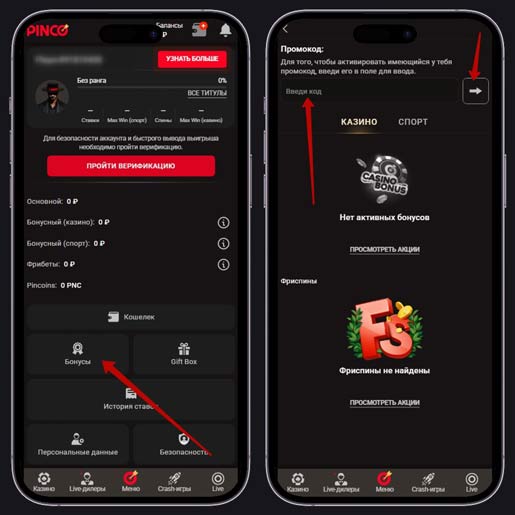 Использование промокода на сайте